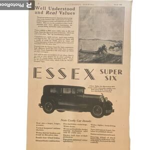 Vtg Essex Super Six Automobile Print Advertisement 11 x 8.5 Mar 1928 Frame Ready
